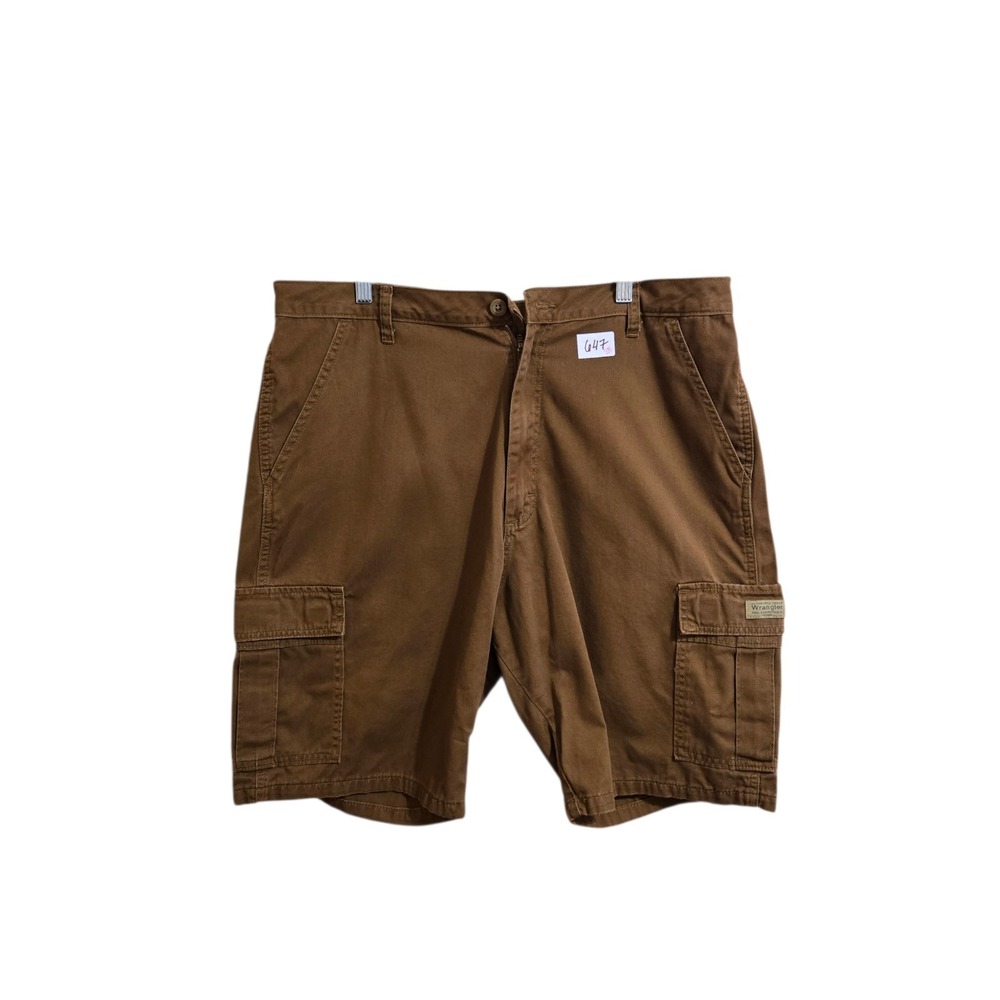 Wrangler Men's Cargo Shorts Brown Size 38 Relaxed Fit 100% Cotton Outdoor Hiking